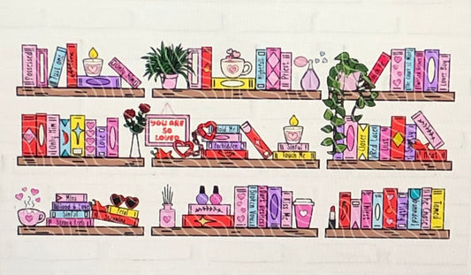 Bookish Glass Tumbler with Bamboo Lid & Straw | Colourful Bookshelf Design | Reusable Iced Coffee Cup for Readers, Book Lovers, Smut Tumbler