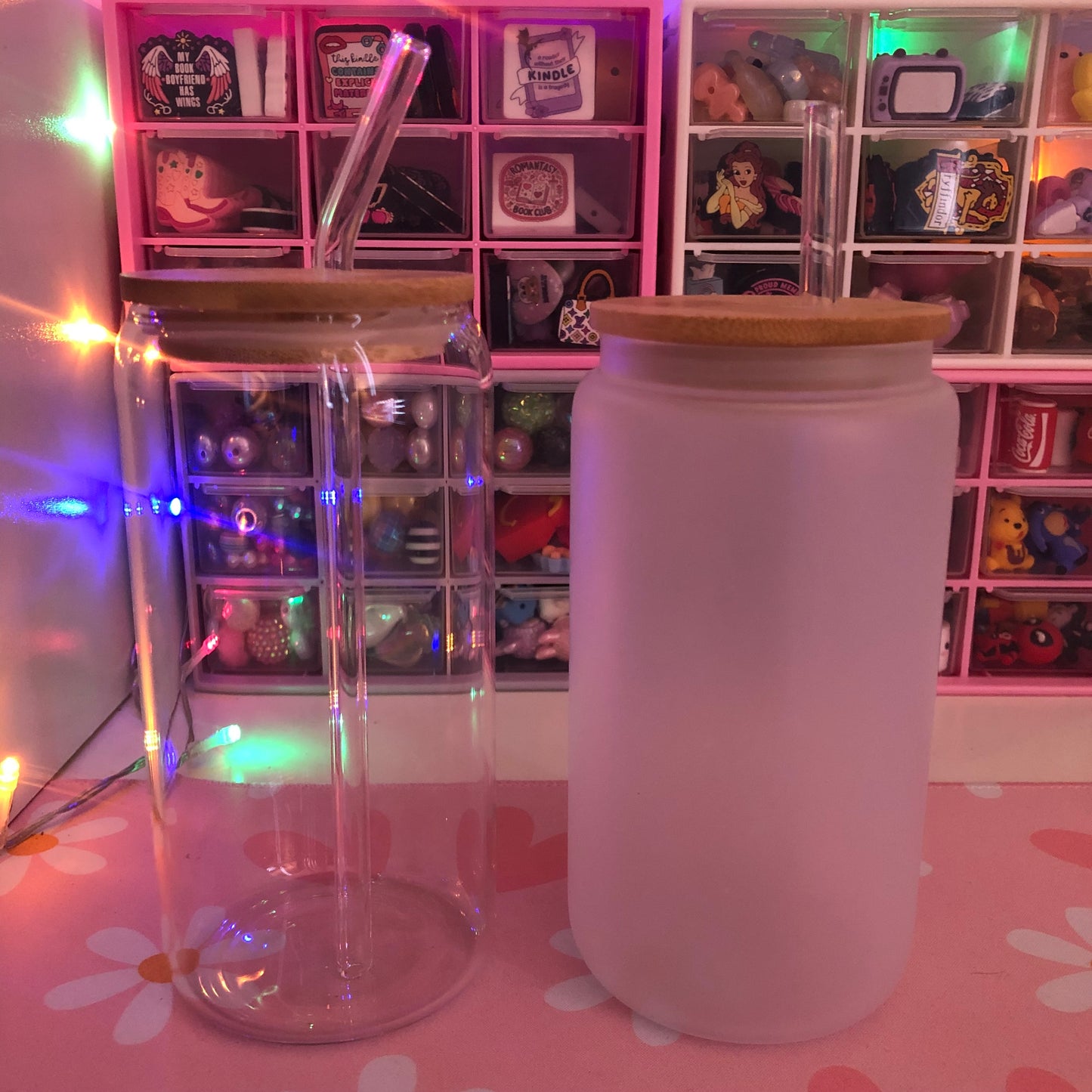 Fairytale Princess Glass Tumbler | Cinderella Inspired Can Glass with Bamboo Lid & Straw | Aesthetic Iced Coffee Cup | Gift for Book Lovers