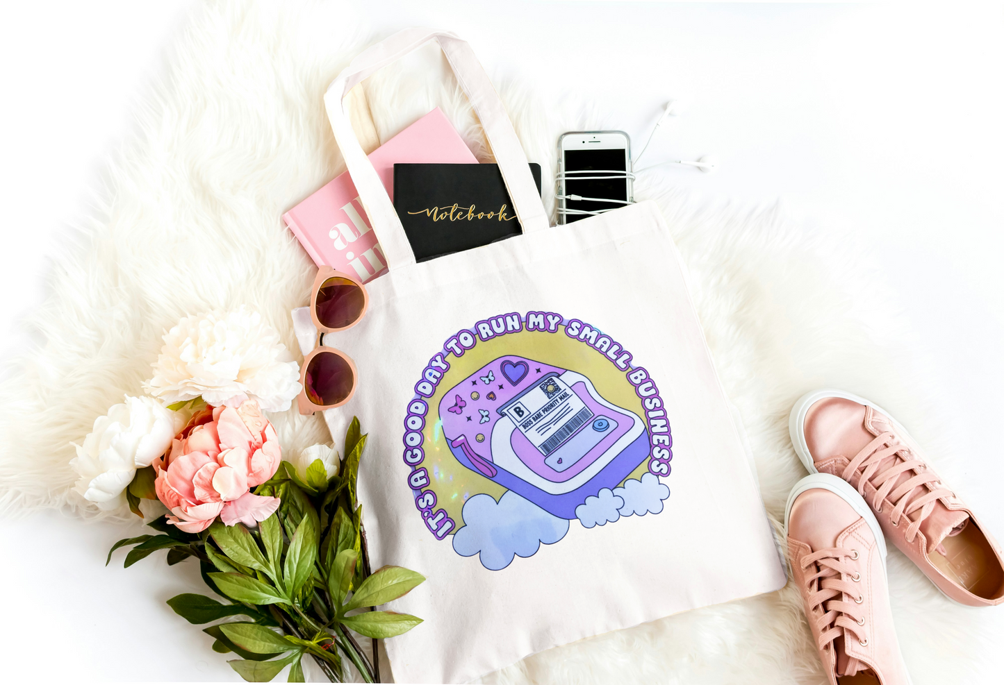 Running my Business Tote Bag - Boss Babe Tote Bag - Cute Aesthetic Tote Bag - Natural Cotton Tote Bag - Reusable Shopping Bag - Motivational