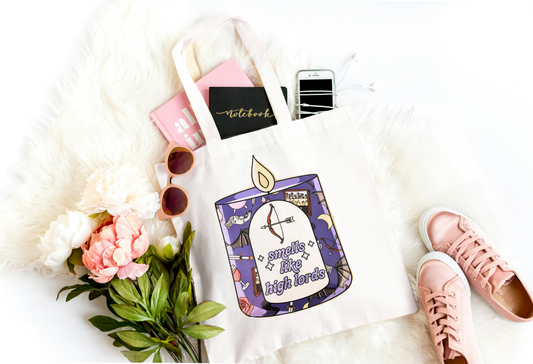 Smells Like High Lords Tote Bag – Bookish Candle Design, Fantasy Romance Reader Gift, Romantasy Tote, Book Lover Bag,High Fantasy Book Merch