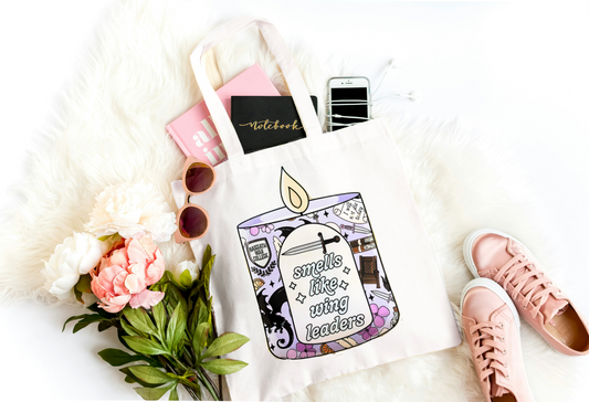 Smells Like Wing Leaders Tote Bag – Bookish Candle Design, Fantasy Book Lover Gift, Dragon Rider Merch, Romantic Fantasy Tote, Bookworm Bag